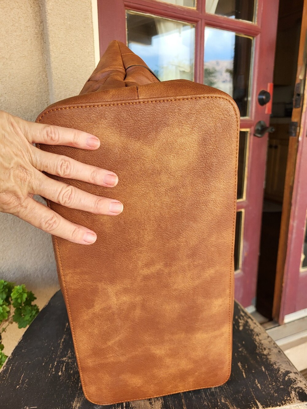 Fadeon Brown Quilted Soft Faux Leather Extra Large Laptop Tote With Strap. - Picture 11 of 16